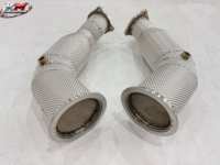 KM Euro 6 High Flow Catalyst Downpipe Heat Shield SS304 Knalpot Performa untuk Audi RS5 B9 2.9T 2019+ Baja Tahan Karat