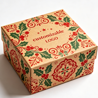 Boîte d'emballage rétro en forme de sapin d'hiver, deux pièces, impression couleur personnalisée pour décorations de Noël en céramique, petit coffret cadeau pour la maison