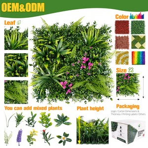 Panel de Césped Artificial Personalizado al por Mayor de 50x50cm, Panel de Pared de Hierba Verde Artificial, Hojas de Helecho, Flores de Lavanda, Jardín Vertical, Decoración Interior y Exterior - Product Image 4