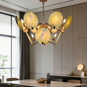 Lustre LED créatif en pierre naturelle et métal doré, style nordique moderne de luxe, pour villa, hôtel, maison d'hôtes, salon, salle à manger - Product Image 1