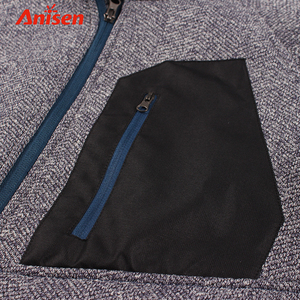 100% Polyester Streetwear Logo Sherpa Lining Heather <strong>Grey</strong> Knit Men Random Size <strong>Fleece</strong> Custom <strong>Jacket</strong> - Product Image 4
