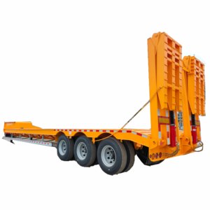 CIMC 80ton 17,3 M Cubierta de caída de cama baja Cargador de cama baja Remolque Lowboy con rampa hidráulica Precio de semi camión - Product Image 1