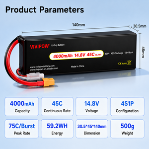 Batterie de drone agricole CE certifiée FPV à décharge rapide 4000 mAh 14,8 V 4S 6S 12S 14S 45C Lipo - Product Image 1