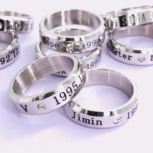 แหวนแฟชั่น BTS สแตนเลส 304 ของขวัญวันเกิดชื่อคนดังสำหรับผู้หญิง - Product Image 2