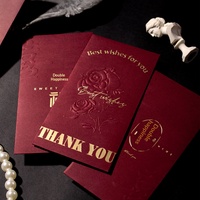 Pochette d'enveloppe rouge haut de gamme pour mariage, en papier spécial/artisanal, avec estampage à chaud, motif creux-convexe, résistant à la décoloration, et mots de bonheur