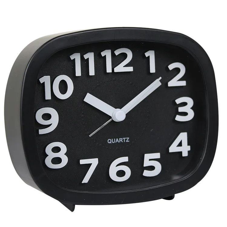 Quartz Analog Silent Moving Clock hands Plastic Bedroom Alarm Clock Desktop Clock