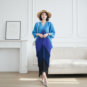 Eleganti <span class=keywords><strong>Abiti</strong></span> <span class=keywords><strong>da</strong></span> <span class=keywords><strong>Sera</strong></span> in Poliestere per Donne Africane Taglie Forti <span class=keywords><strong>Taglia</strong></span> Unica Lunghezza Lunga con Frange a Contrasto Colore Plissettato Stile Sexy - Product Image 2