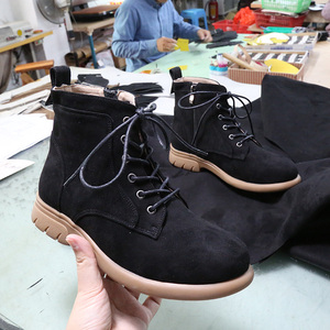 Bottes en daim souple pour femmes, noires, rétro, à fermeture éclair à la cheville, talon épais, confortables, respirantes, chaussures de loisirs printemps automne hiver, grandes tailles 41 42 - Product Image 5