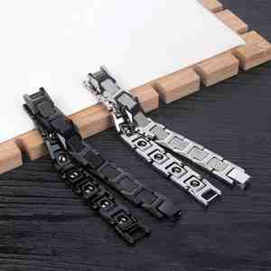<b>Mens</b> Bracelet Stainless Steel <b>Cross</b> Border Multi Strategic Low Minimum Order Hammered Texture Design Minimal Weight Profile - Product Image 3