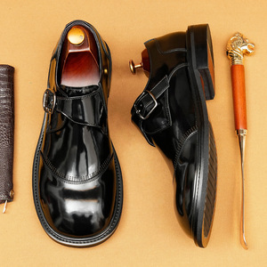 Zapatos Oxford de Cuero Casual de Negocios para Hombre, Nuevo Estilo 2025, con Cordones y Hebilla Británica, Punta Ancha, para Pies Anchos, de Calzada Fácil, Formales - Product Image 1