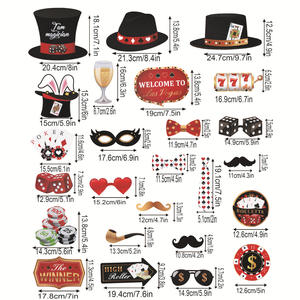 Letrero de Bienvenida para Noche de Póker <span class=keywords><strong>en</strong></span> Las Vegas y Rueda de <span class=keywords><strong>Ruleta</strong></span>, Accesorios para Fotos de Fiesta de Cumpleaños con Cartas de <span class=keywords><strong>Casino</strong></span>, 25 Piezas - Product Image 2