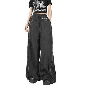 Pantaloni da jogging da <span class=keywords><strong>donna</strong></span> a gamba larga, leggeri, con coulisse e dettagli riflettenti, ideali per il tempo libero - Alta qualità, in saldo! - Product Image 1