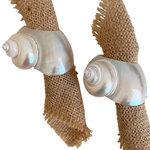 Porte-serviettes de table classique en coquillages naturels Ocean Breeze, écologique, largeur 5 cm, décoration de table à manger - Product Image 1
