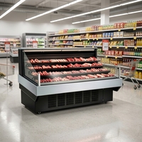 Vitrine réfrigérée commerciale multi-étagères pour viande crue, idéale pour marché de produits frais et restaurant buffet / hot pot, avec éclairage LED