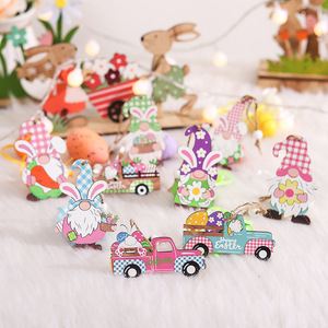 Nuovo Set di 9 Ciondoli in Legno a Forma di Coniglietto per Decorazioni Pasquali Primaverili Artigianali Forniture Festive all'Ingrosso - Product Image 4