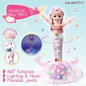 Led luz musical girar baile eléctrico lindos artículos OEM sirena muñeca para niñas - Product Image 2