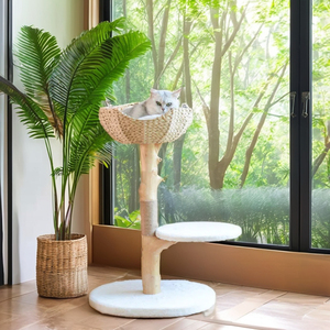 PETDOM 89cm Torre Rascadora para Gatos con Diseño Floral, Moderna y de Lujo, con Árboles y Rascador de Madera - Product Image 1