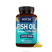 Capsules de Gel Doux d'Huile de Poisson Naturelle de Haute Qualité 2500mg & Oméga-3 Personnalisées en Usine OEM avec EPA DHA pour la Santé Cérébrale et Cardiaque des Adultes