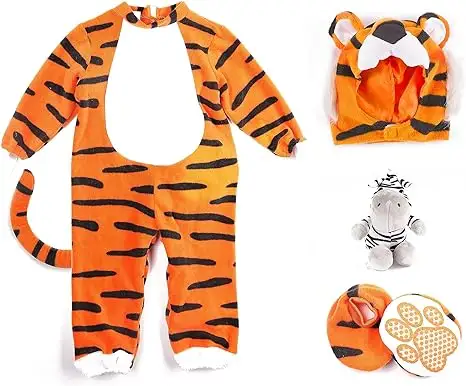 Costume tigre per bambini e bambini neonati tigre dinosauro animale vestito Costume vestito con cappuccio tuta tuta con cappuccio