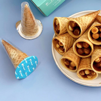 Fabricant direct de cornets de gaufres croustillantes fourrés au chocolat, logo personnalisé, collation pour enfants, dessert, biscuits au chocolat