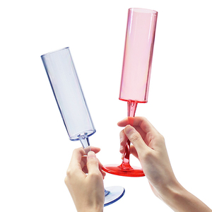 Coupe à champagne transparente colorée en plastique avec pied, 5 oz, grand gobelet pour brandy, cocktail, vin, fête, mariage, banquet, événements - Product Image 5