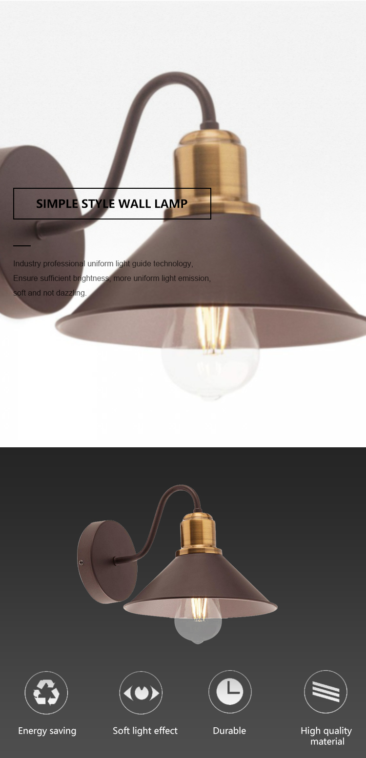 Retro Style Metal 5W Decoration Office Living Room Bedroom Indoor E27 Wall Lamp
