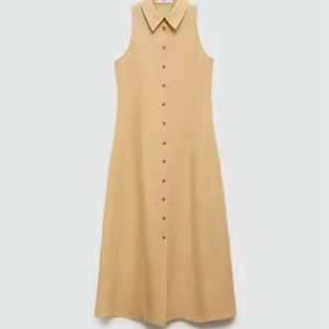 Nouvelle arrivée, robe en lin sans manches personnalisée, robe de plage midi confortable de haute qualité pour femmes - Product Image 5