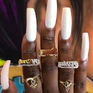 2021 nuovo <span class=keywords><strong>nome</strong></span> personalizzato Hip Hop 3D lettera anello personalizzato <span class=keywords><strong>uomo</strong></span> donna oro placcato Punk anello gioielli regalo - Product Image 5