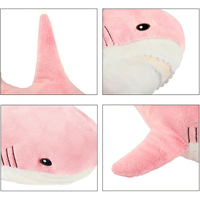 Nouveauté : Peluche Requin Rose Mignon de Dessin Animé, Douce et Rembourrée avec Yeux Brodés, Personnalisable pour Cadeau