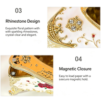 Boîte à mouchoirs de luxe européenne multi-styles en ABS |   Étui de décoration de bureau en forme de rose en relief 3D |   Organisateur de mouchoirs pour hôtel, KTV, villa, bar