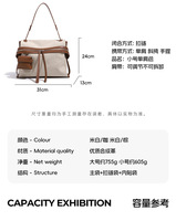 Französische Nischen-Design Baumwoll-Leinen Patchwork Reißverschluss-Umhängetasche Damen Pendler-Tasche mit Großer Kapazität Canvas Schulter-Crossbody-Tasche