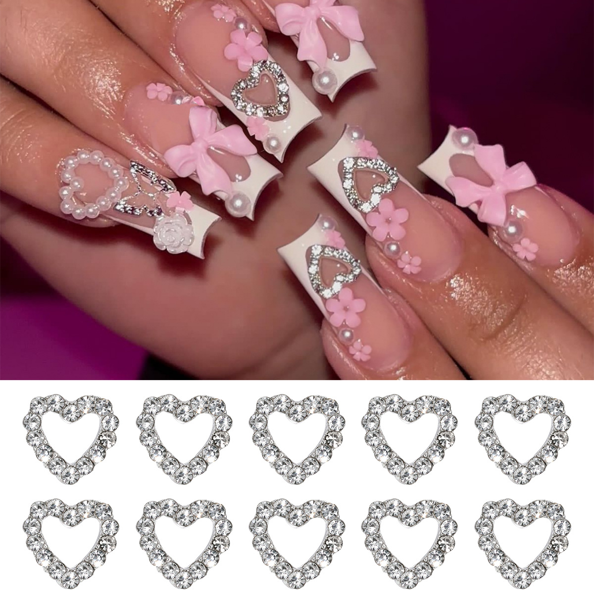 A forma di cuore intarsiato con diamanti