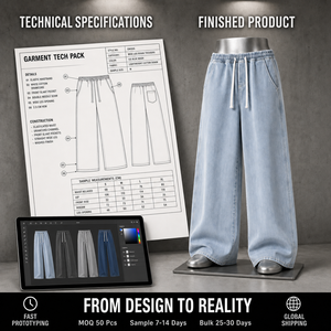 <span class=keywords><strong>Jeans</strong></span> da Uomo a Gamba Larga <span class=keywords><strong>con</strong></span> <span class=keywords><strong>Elastico</strong></span> in Vita e Coulisse, Vestibilità Ampia, in Denim Lavaggio Chiaro, Stile Streetwear, Fornitore Private Label - Product Image 1