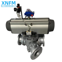 Vanne de dérivation industrielle XingNeng KFQ de type Y à 3 voies, en acier inoxydable SS304/SS316, poli miroir, à passage plein, avec noyau de bille forgé, à bride pneumatique EPDM