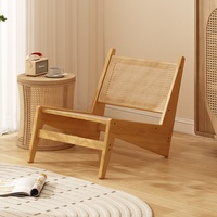 Fauteuil Kangourou en Rotin Style Wabi-Sabi, Chaise Simple avec Dossier pour Homestay, Balcon et Mobilier de Maison de Loisirs