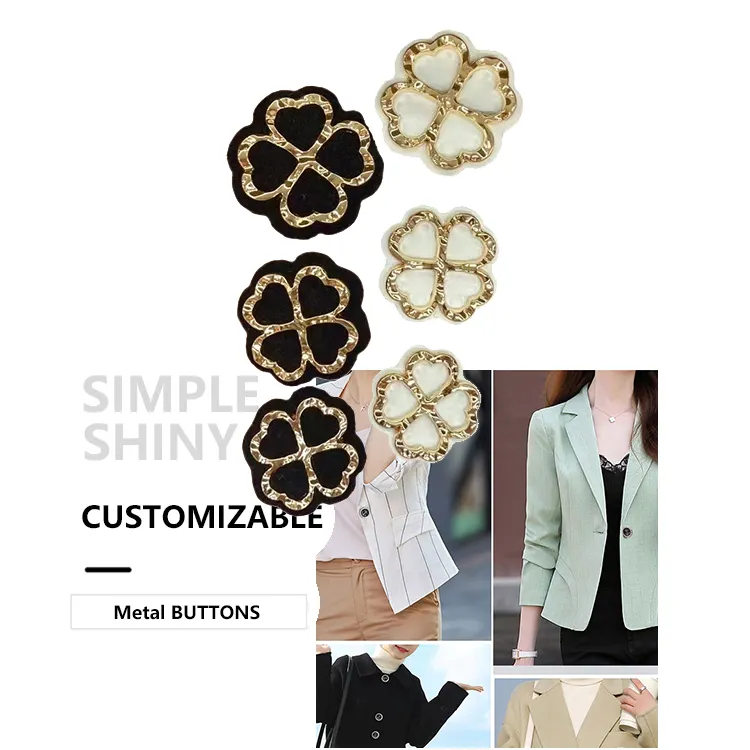 Bouton de tige de trèfle personnalisé pour dame boutons de manteau décoratifs pour femmes