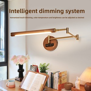 Lampada <span class=keywords><strong>da</strong></span> <span class=keywords><strong>Lettura</strong></span> Dimmerabile a Controllo Touch <span class=keywords><strong>da</strong></span> <span class=keywords><strong>Parete</strong></span> Stile Retrò Francese con Braccio Orientabile in Legno di Noce per Casa, Ufficio e Camera <span class=keywords><strong>da</strong></span> Letto - Product Image 5