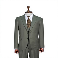 Costume d'affaires vert olive pour homme, croisé, col mandarin, coupe droite, infroissable, viscose polyester, grandes tailles, tenue formelle