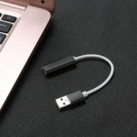 Adaptateur audio stéréo USB, carte son pour haut-parleur et casque 3,5 mm, noir