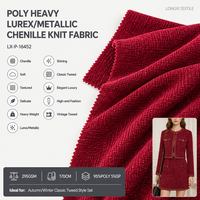 Tissu tricoté double face en chenille métallique Lurex Poly Heavy 295GSM, style tweed vintage brillant et élégant pour vêtements d'extérieur automne-hiver