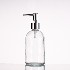 Flacone dosatore in <span class=keywords><strong>vetro</strong></span> trasparente da 400 ml per gel doccia, shampoo, sapone liquido, per casa e hotel - Product Image 4