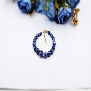 High Quality Classic Style Gold Plated Natural Lapis Lazuli Beaded <b>Adjustable</b> <b>Bracelet</b> for Anniversary Gift Jewelry Making - Product Image 3