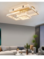 Luminaires de plafond, lustre en cristal, luminaire de plafond en acier inoxydable pour salon