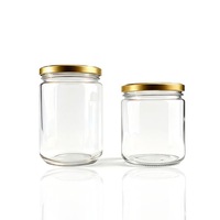 Factory Wholesale Price 500ml 400ml Cylinder Clear High Whiteness Glass Jam Jars with Screw Lid Food Grade