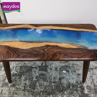 Fourniture d'usine table en résine époxy haute dureté résistante aux UV cristalline pour dessus de table en bois