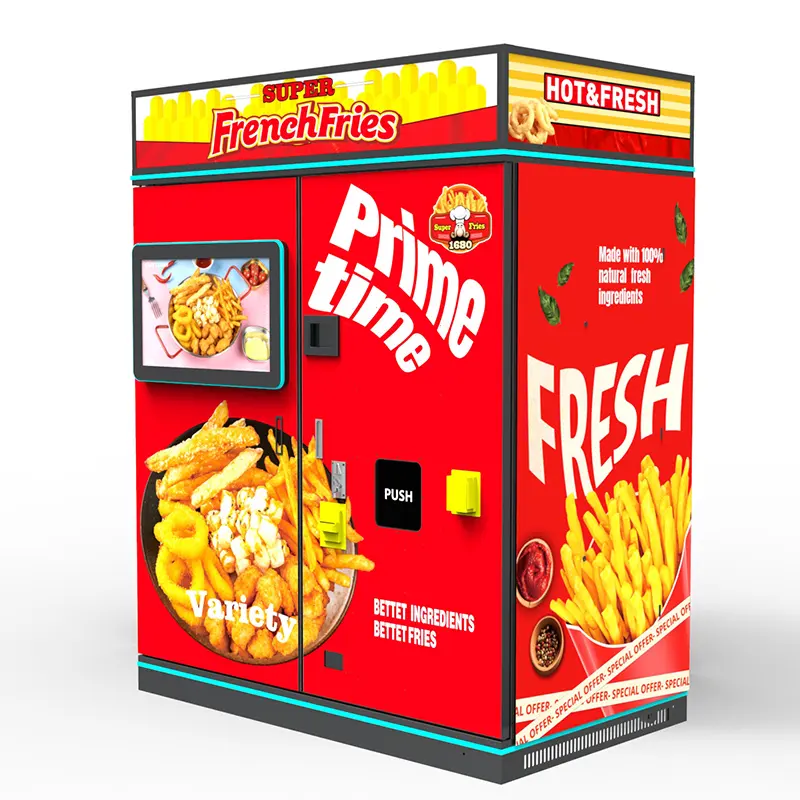 Pommes Frites Verkaufs automat Automatischer Roboter Hot Food gebranntes Huhn und Fry Chip Verkaufs automat Zum Verkauf Fabrik preis
