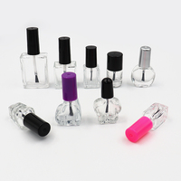 Vente en gros de contenants cosmétiques vides de 10 ml et 15 ml, couvercle coloré, flacon en verre transparent noir pour vernis à ongles