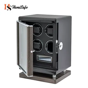 Hoge Kwaliteit Vingerafdruk Japan Mabuchi Motor Led Horloge Winder Houten Gyro Horloge Winder Security Safe Box Horloge Winder