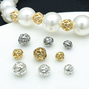 Copper Plated Gold Silver Hollow <b>Ball</b> Spacer Bead For DIY Jewelry Bracelet Accessory 8mm <b>Sphere</b> Design - Product Image 4