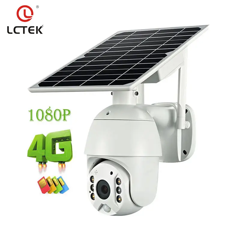 LCLCTEK 1080P 4G 태양 전지 PTZ 카메라 야외 방수 PIR 알람 모션 감지 P2P CCTV 카메라
